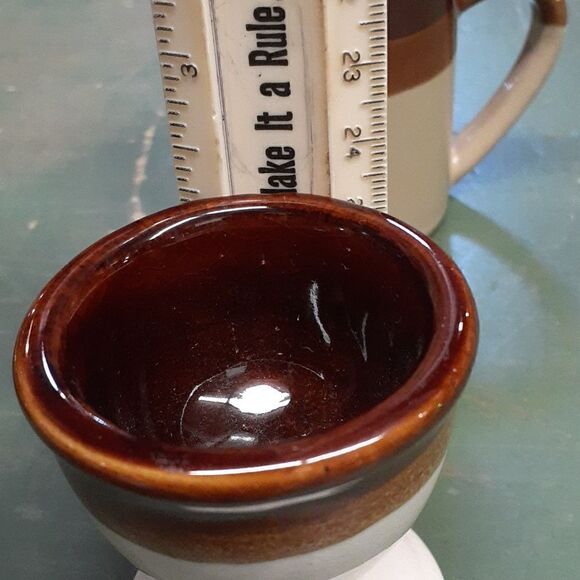 Vintage stoneware soup pot, toothpick holder, and egg dish. - Picture 13 of 15